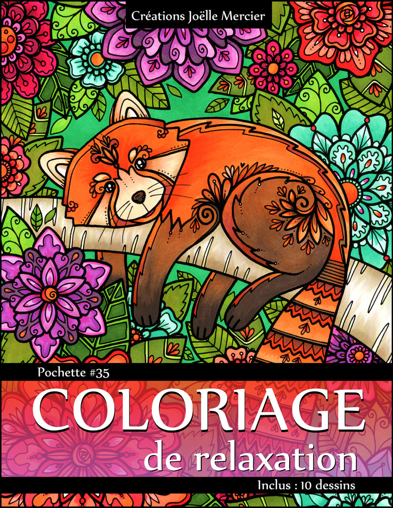Pochette #35 - 10 dessins - Coloriage de relaxation - Printemps, animaux, crème glacée...