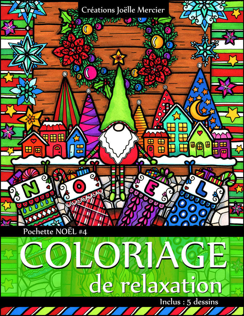 Pochette Noël #4 - 5 dessins - Coloriage de relaxation