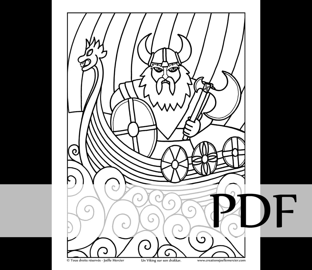 Téléchargement instantané - PDF à imprimer et colorier - Dessin pour enfant - VIKING
