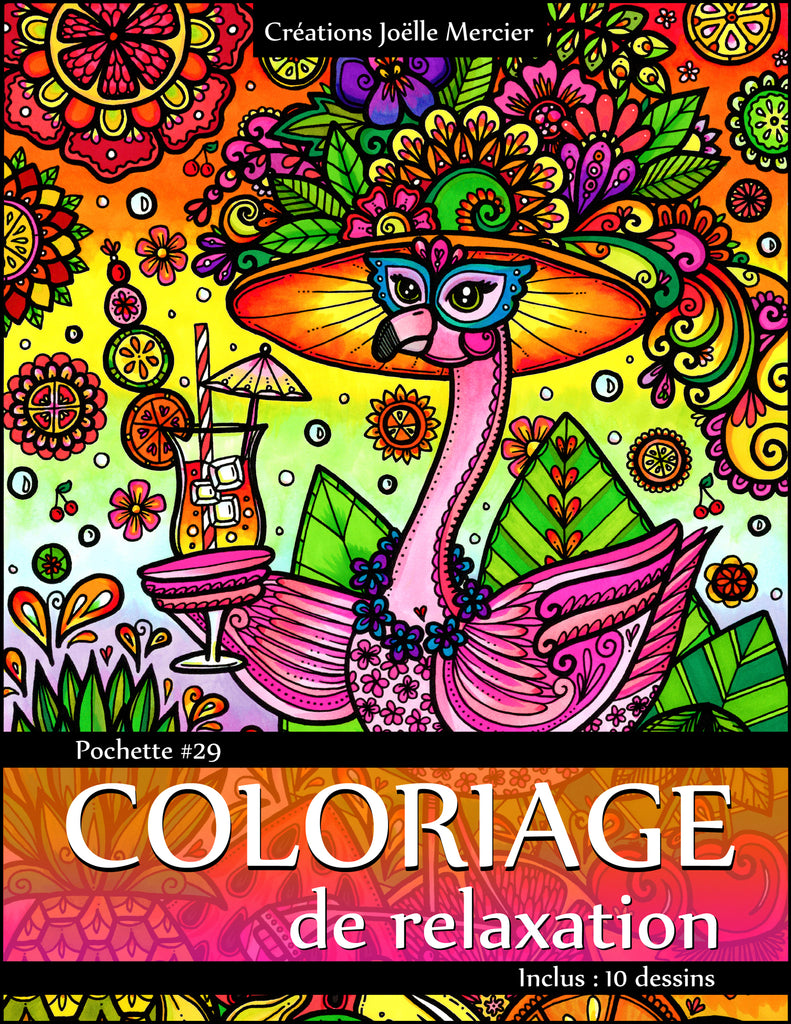 Pochette #29 - 10 dessins - Coloriage de relaxation - Oiseaux, poissons, personnages...