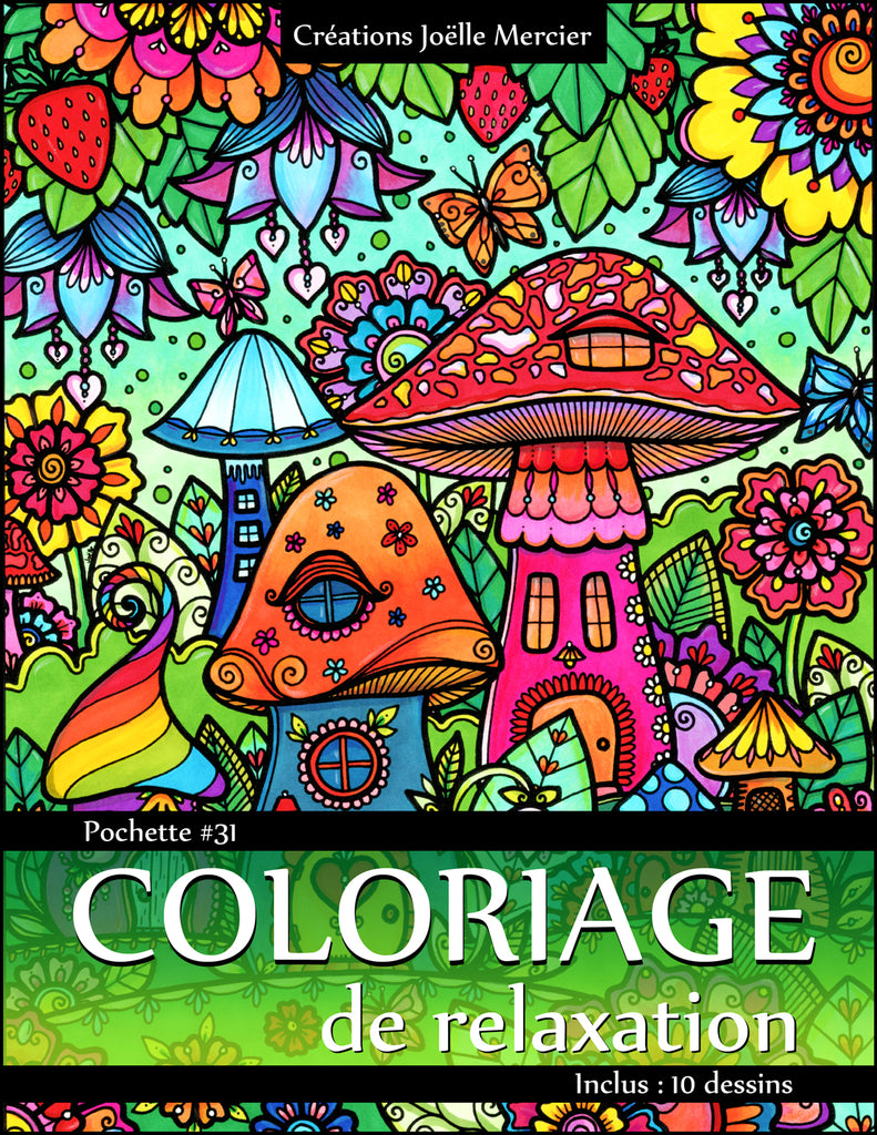 Pochette #31 - 10 dessins - Coloriage de relaxation - Paris, Londres, Cabane à sucre, train..